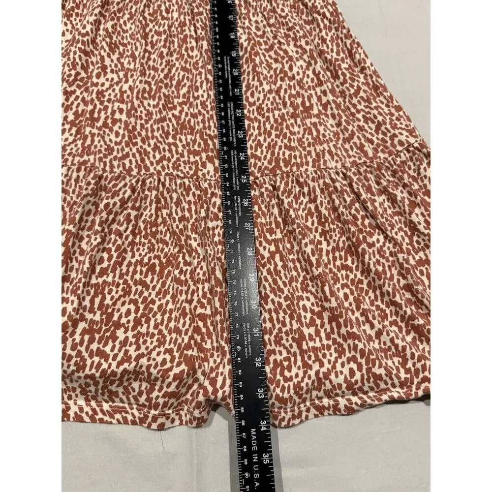 Old Navy Brown/White Animal Print Strappy Scoop Neck Midi Sundress Size S